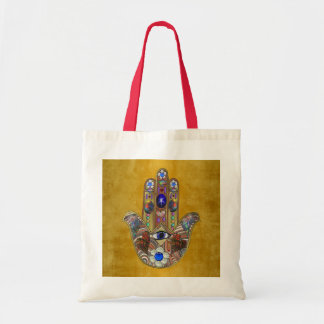 Hamsa Hearts Flowers Opal Art på Guld Tygkasse
