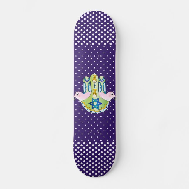 Hamsa judaica skateboard bräda 21,5 cm (Framsida)