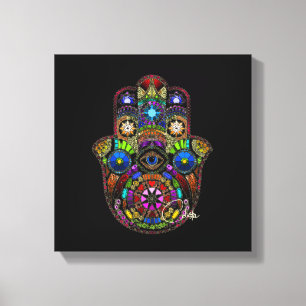 Hamsa kanfassvart canvastryck