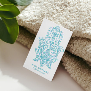 Hamsa Ljust Blue Hälsa massage yoga holistic Visitkort