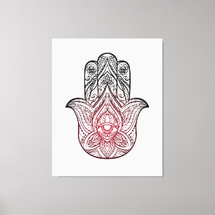 Hamsa med boho mönster canvastryck