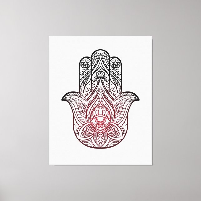 Hamsa med boho mönster canvastryck (Framsida)