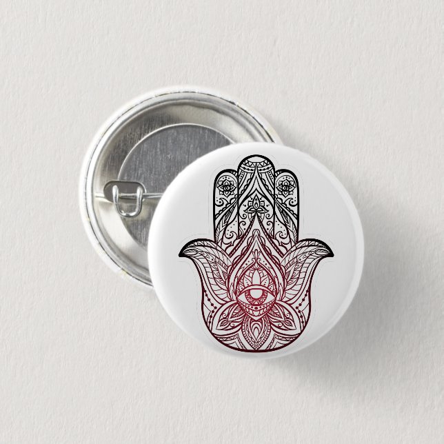Hamsa med boho mönster knapp (Framsida & baksida)