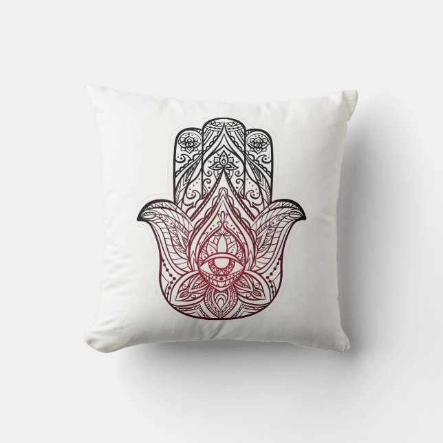 Hamsa med boho mönster kudde (Framsida)