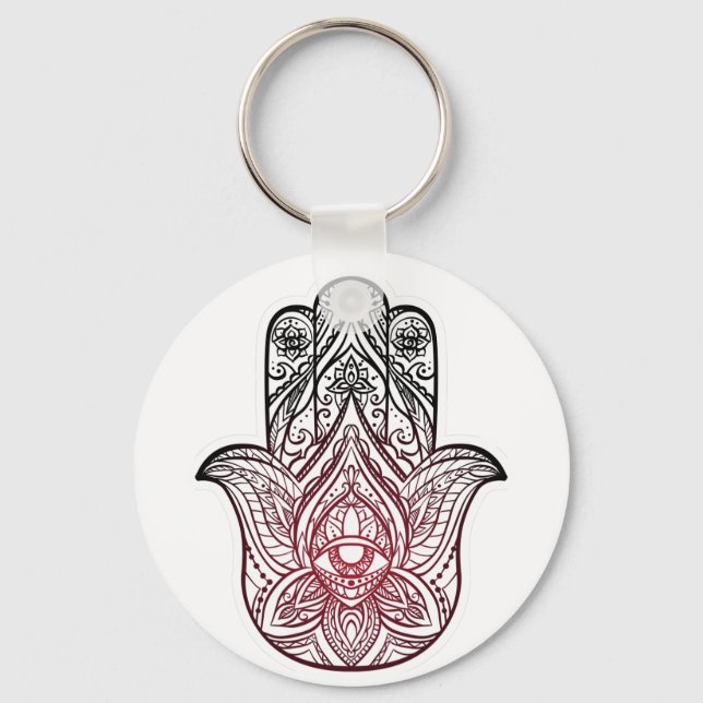 Hamsa med boho mönster nyckelring (Framsida)