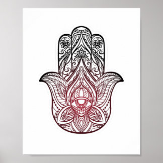Hamsa med boho mönster poster