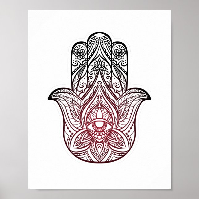 Hamsa med boho mönster poster (Framsidan)