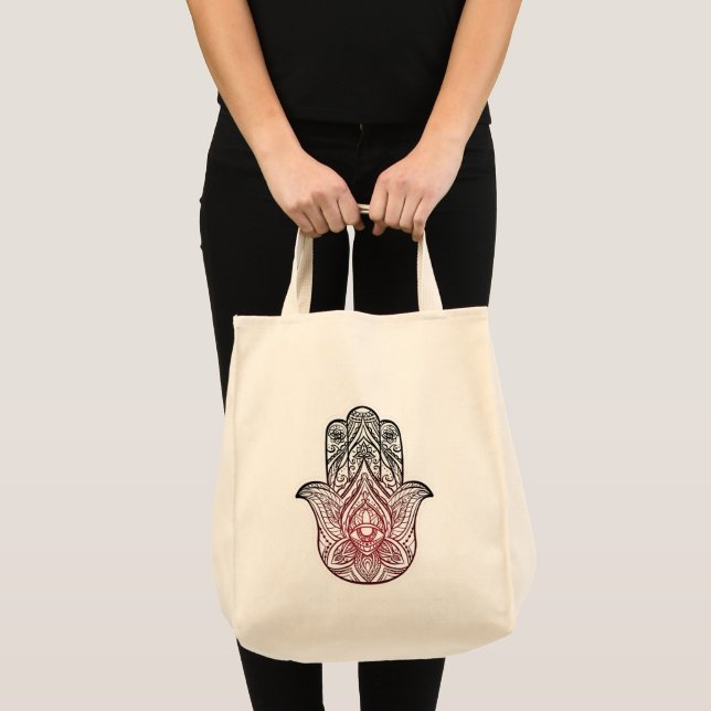 Hamsa med boho mönster tygkasse (Framsida (produkt))