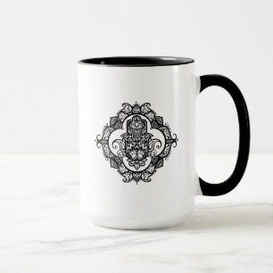 Hamsa med etniskt prydnadklotter mugg