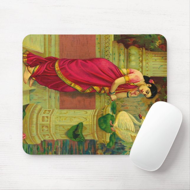 Hamsa och Damayanti av Raja Ravi Varma Musmatta (Med mus)