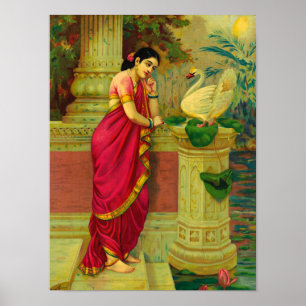 Hamsa och Damayanti av Raja Ravi Varma Poster
