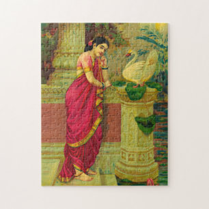 Hamsa och Damayanti av Raja Ravi Varma Pussel