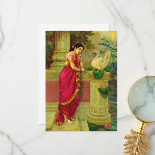 Hamsa och Damayanti av Raja Ravi Varma Tack Kort