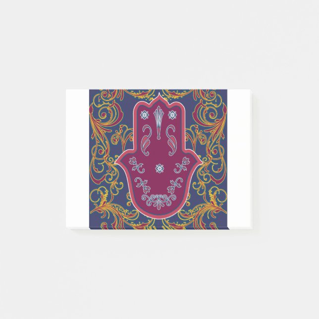 Hamsa och David 2-mystiska jeönskesymboler Post-it Block (Framsida)
