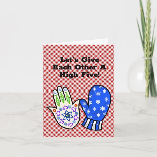 Hamsa och handsken Roligt Chrismukkah- gratulation Kort (Framsida)