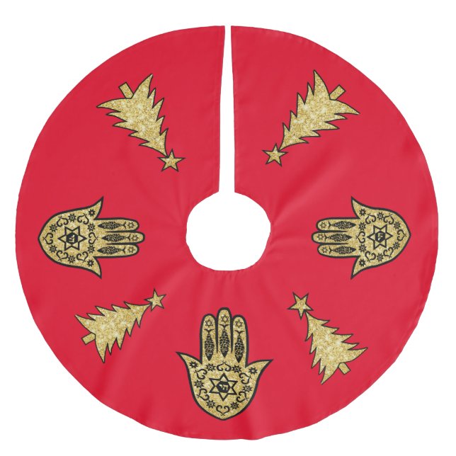 Hamsa och Julgran Skirt Julgransmatta Borstad Polyester (Framsidan)