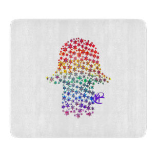 Hamsa of Jewish Stars Art Challah Board