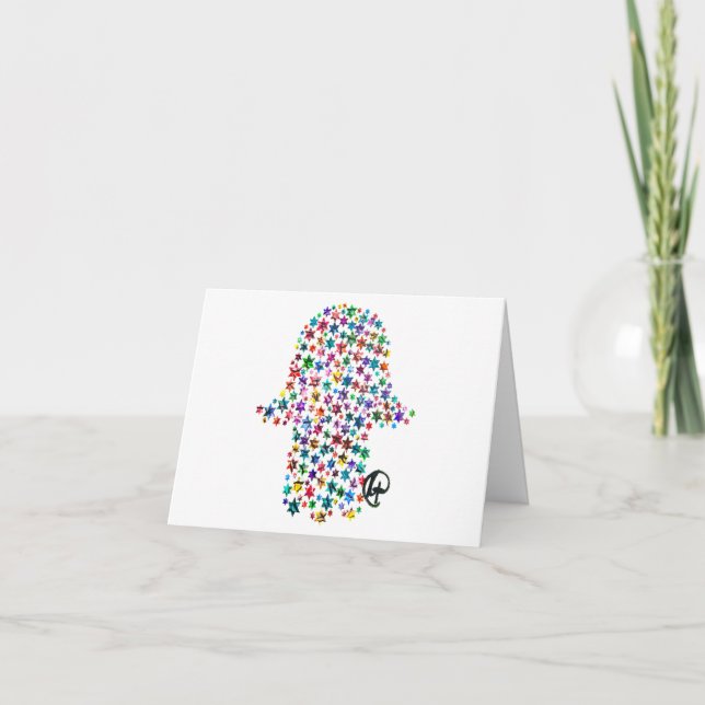 Hamsa of Jewish Stars Graffiti Art Card Tack Kort (Framsida)