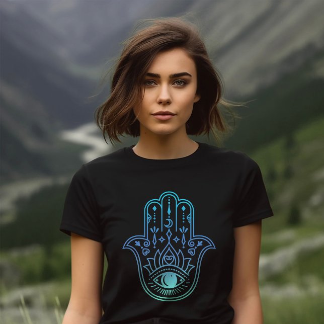 Hamsa Öga eller Hand of Fatima Evil Öga Protection T Shirt (Skapare uppladdad)