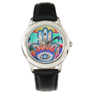 Hamsa ond ögaJudaica klocka