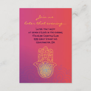 HAMSA RÄCKER det röda orange bat mitzvah Inbjudningar