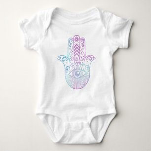 Hamsa räcker lila- och blåttvattenfärg tröja