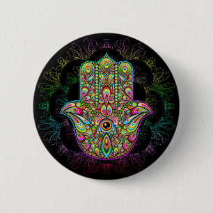 Hamsa räcker Psychedelic konst Knapp