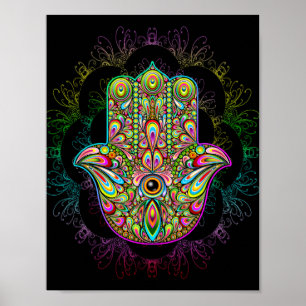 Hamsa räcker Psychedelic konst Poster
