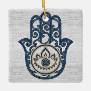 Hamsa räcker - räcka av Fatima blåttträ Julgransprydnad Keramik
