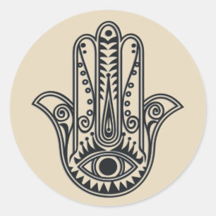 Hamsa räcker runt klistermärke