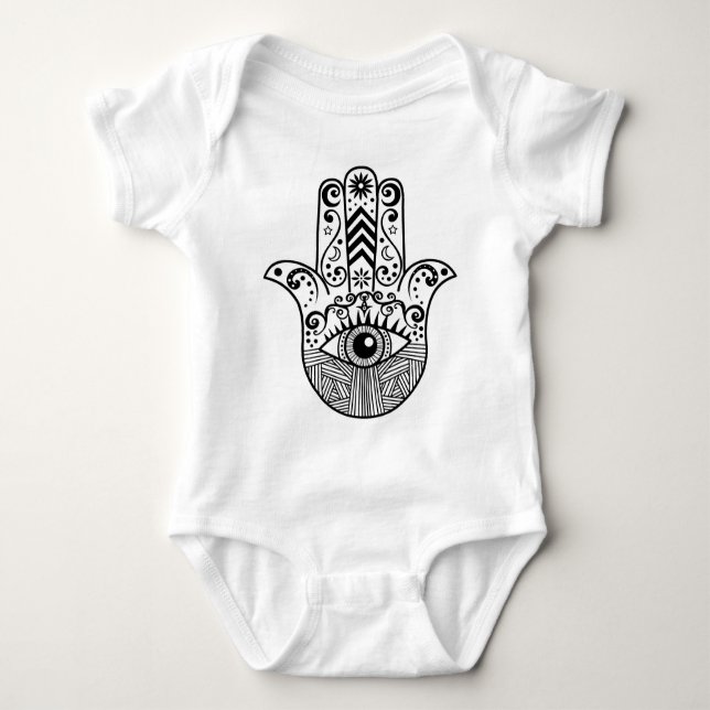 Hamsa räcker svartvitt t shirt (Framsida)