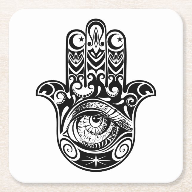 Hamsa räcker Zendoodle Underlägg Papper Kvadrat (Framsidan)