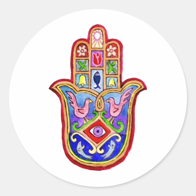 Hamsa Runt Klistermärke (Framsida)