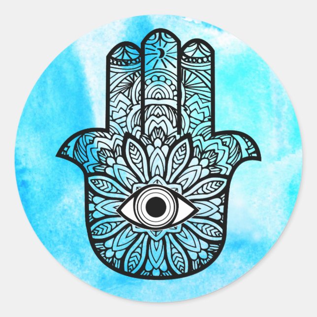 Hamsa Sticker Runt Klistermärke (Framsida)
