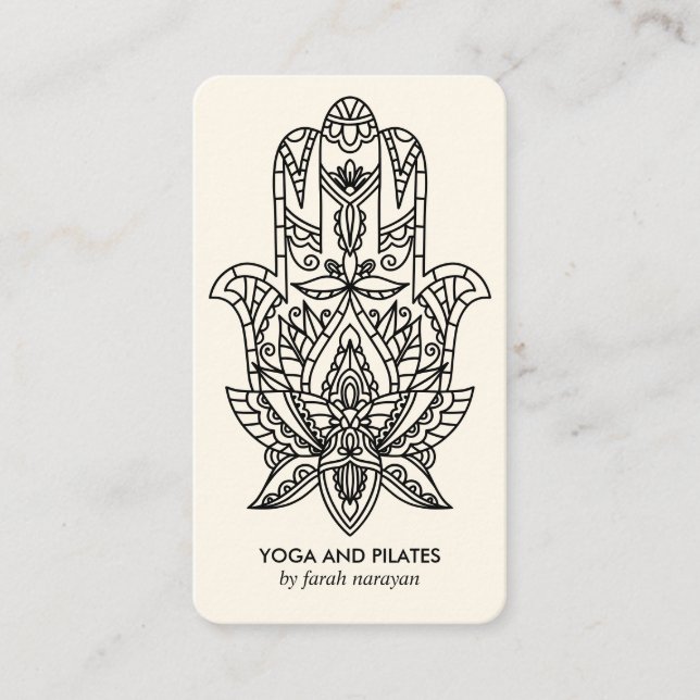 Hamsa| Svart massage av yoga holistic i Hälsa Visitkort (Framsida)