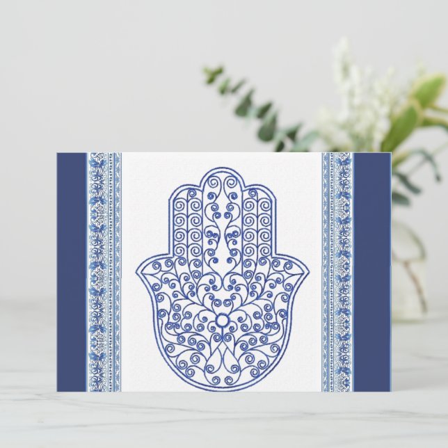 hamsa*tunis*morocco*henna*blue inbjudningar (Stående Fram)