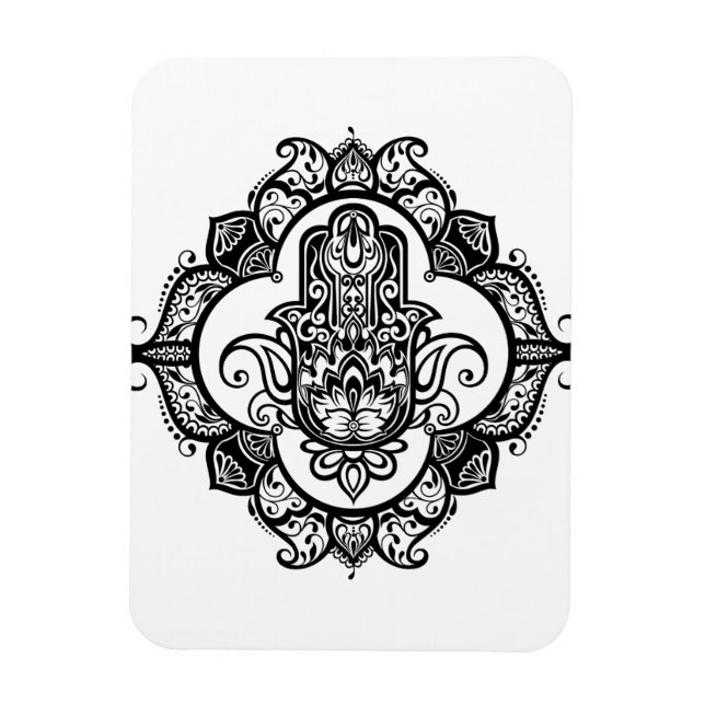 Hamsa with Ethnic Ornaments Doodle Magnet (Vertikal)