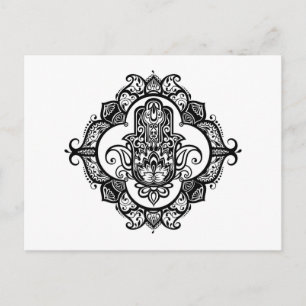 Hamsa with Ethnic Ornaments Doodle Vykort