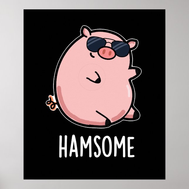 Hamsome Funny Gris Pun Mörk BG Poster (Framsidan)
