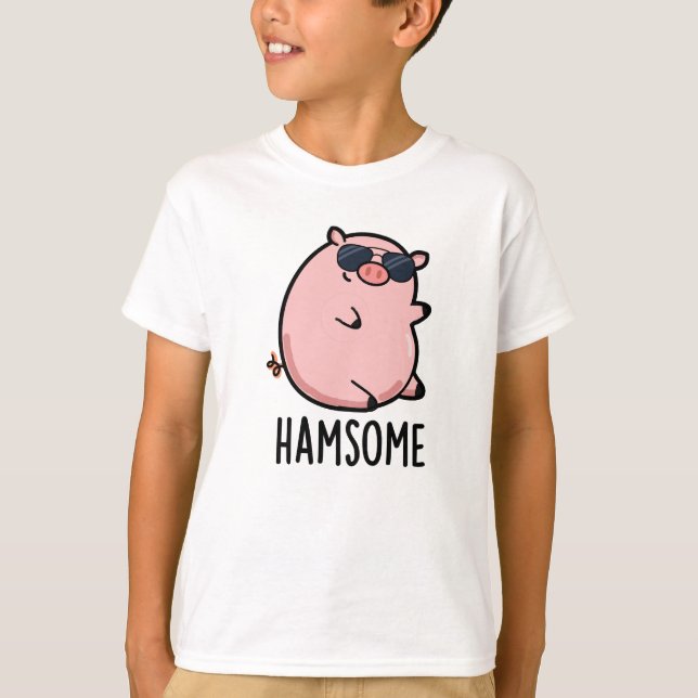 Hamsome Funny Gris Pun T Shirt (Framsida)