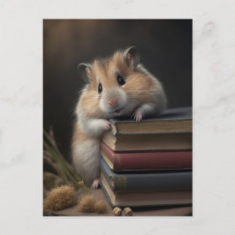 Hamster and books postcard vykort