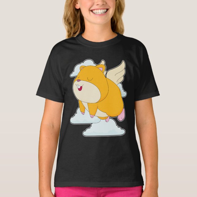 Hamster Angel vingar Clouds T Shirt (Framsida)