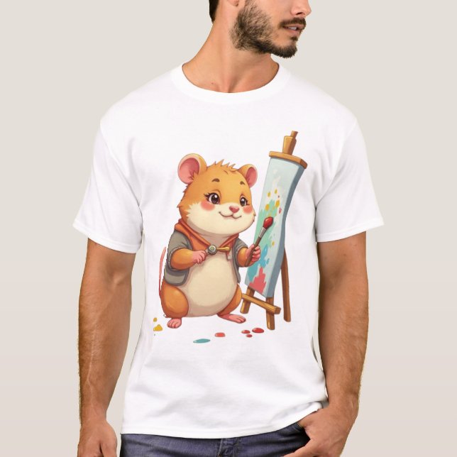 Hamster Artist - Kreativ TinyFur T-Shirt (Framsida)
