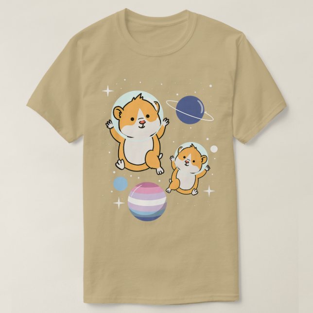 Hamster Astronaut Bigender Pride  T Shirt (Design framsida)