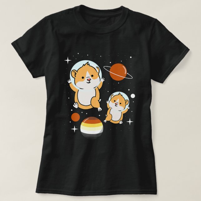 Hamster Astronaut Gay Bear Pride T Shirt (Design framsida)