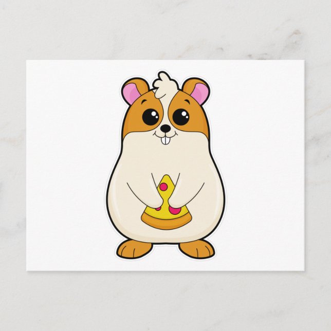 Hamster äter pizza vykort (Framsida)