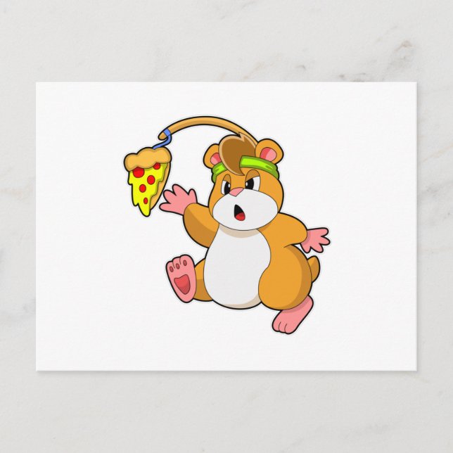 Hamster äter pizza vykort (Framsida)