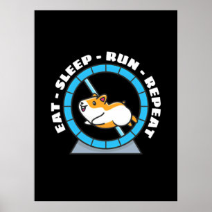 Hamster Äter Sova Springa Upprepa Poster