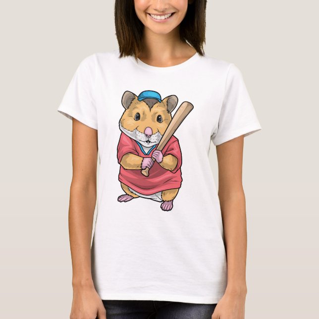 Hamster Baseball Baseball fladdermus Sports T Shirt (Framsida)