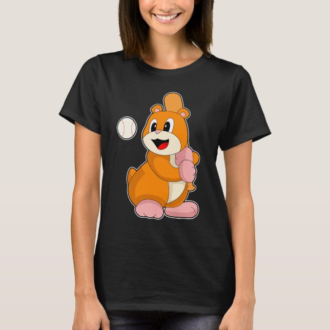 Hamster Baseball Baseball fladdermus Sports T Shirt (Framsida)